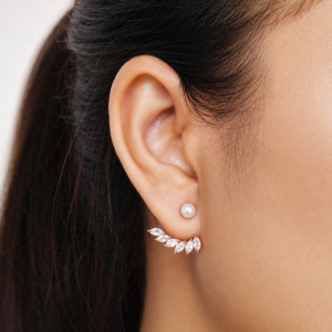 Náušnice Lobe Zircon Pearl Rose