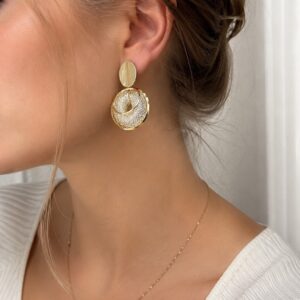 Náušnice White Enamel Gold